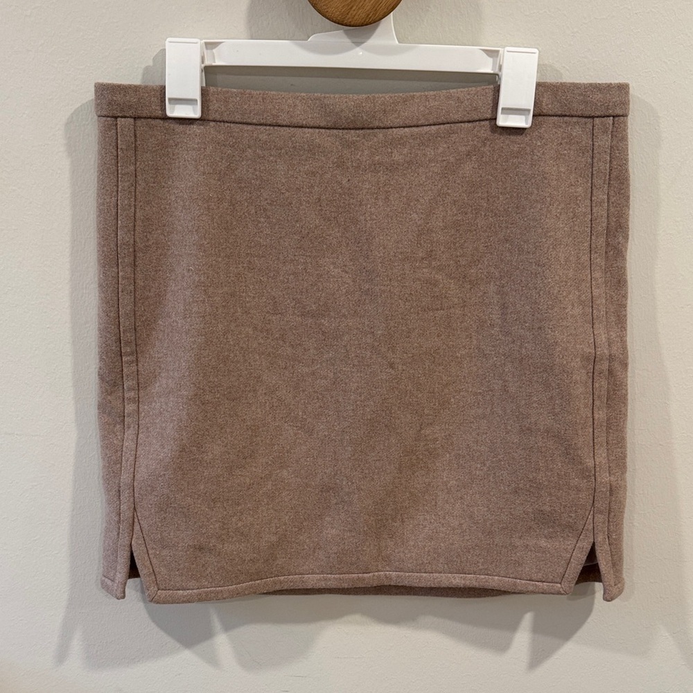J. Crew Women’s Wool Mini Skirt Tan Beige Melange Lined Skirt Size 12